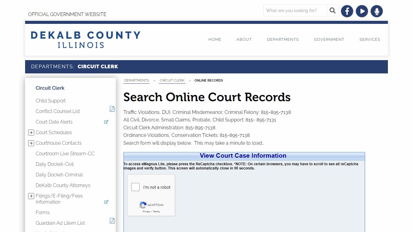 Search Online Court Records - DeKalb County, Illinois